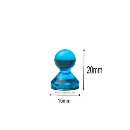 20x Kegelmagnet 15mm x 20mm mit Neodym-Magnet-Kern, Blau-Transparent