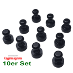 Kegelmagnet Ø12×16 mm Schwarz mit Neodym-Magnetkern – 10 Stück im Set Kegelmagnet Ø12×16 mm Schwarz mit Neodym-Magnetkern – 10 Stück im Set