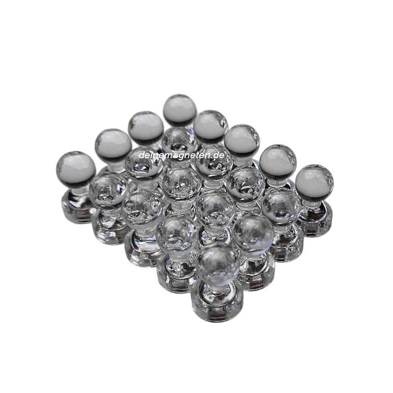 20x Kegelmagnet 11mm x 17mm mit Neodym-Magnet-Kern, Weiß-Transparent