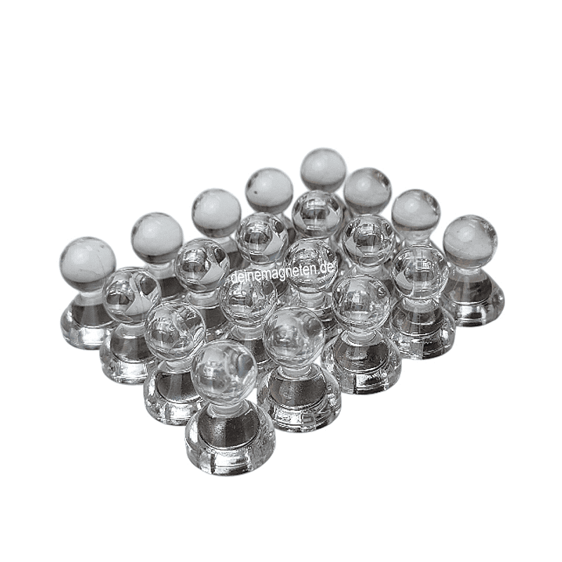 20x Kegelmagnet 15mm x 20mm mit Neodym-Magnet-Kern, Weiß-Transparent