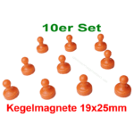 Kegelmagnet 19mm x 25mm mit Neodym-Magnet-Kern, Orange (10er Set) Kegelmagnet 19mm x 25mm mit Neodym-Magnet-Kern, Orange (10er Set)