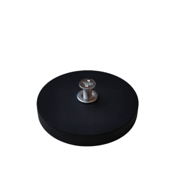 Neodym-Magnetsystem gummiert mit M4-Innengewinde – Ø43 mm | 6 mm Höhe, schwarz Neodym-Magnetsystem gummiert mit M4-Innengewinde – Ø43 mm | 6 mm Höhe, schwarz