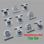 10er Set Magnetklammern 30 mm, Weiß, Ferrit-Kern, Magnetclips, Klemme