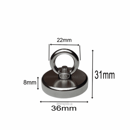 Neodym Ösenmagnet Ø36mm Bergemagnet, Topfmagnet M5 mit Öse