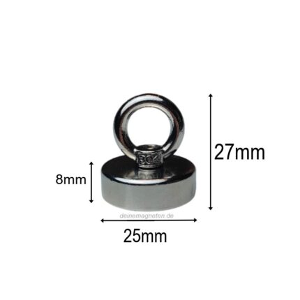 Neodym Ösenmagnet Ø25mm Bergemagnet, Topfmagnet M4 mit Öse