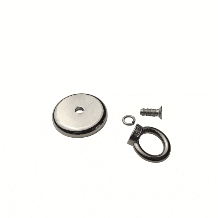 Neodym Ösenmagnet Ø42mm x 6,3mm Bergemagnet, Topfmagnet M6 mit Öse Neodym Ösenmagnet Ø42mm x 6,3mm Bergemagnet, Topfmagnet M6 mit Öse