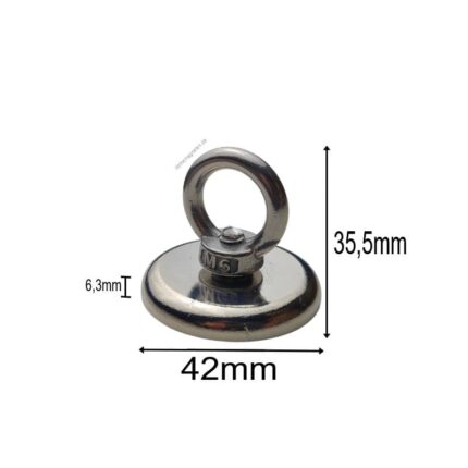 Neodym Ösenmagnet Ø42mm x 6,3mm Bergemagnet, Topfmagnet M6 mit Öse Neodym Ösenmagnet Ø42mm x 6,3mm Bergemagnet, Topfmagnet M6 mit Öse