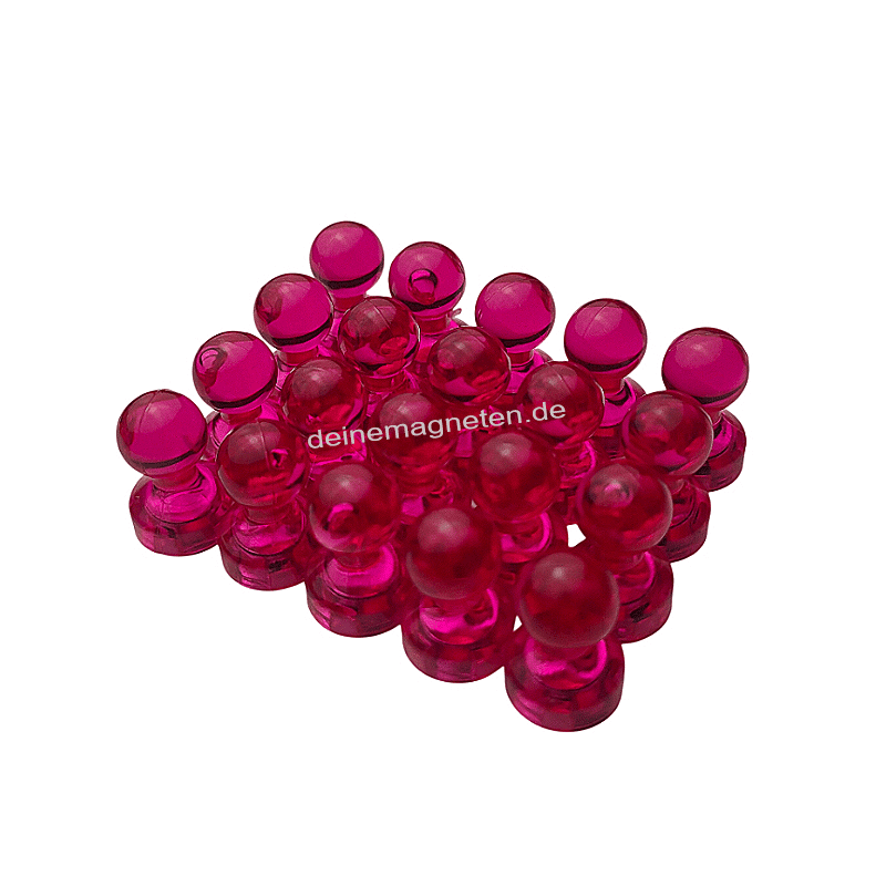 20x Kegelmagnet 11mm x 17mm mit Neodym-Magnet-Kern, Dunkel-Pink-Transparent