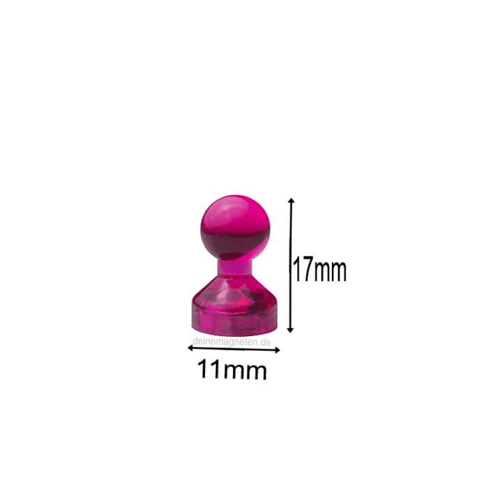 20x Kegelmagnet 11mm x 17mm mit Neodym-Magnet-Kern, Dunkel-Pink-Transparent