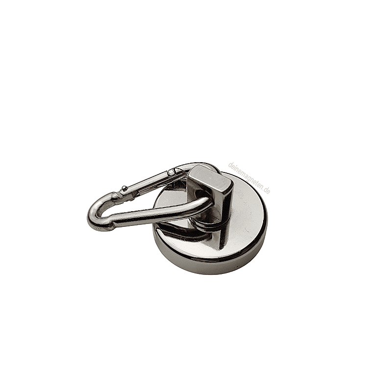 Neodym Topfmagnet Ø32mm mit drehbarem Karabiner-Haken