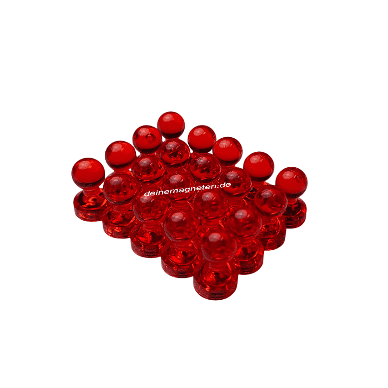 20x Kegelmagnet 11mm x 17mm mit Neodym-Magnet-Kern, Rot-Transparent