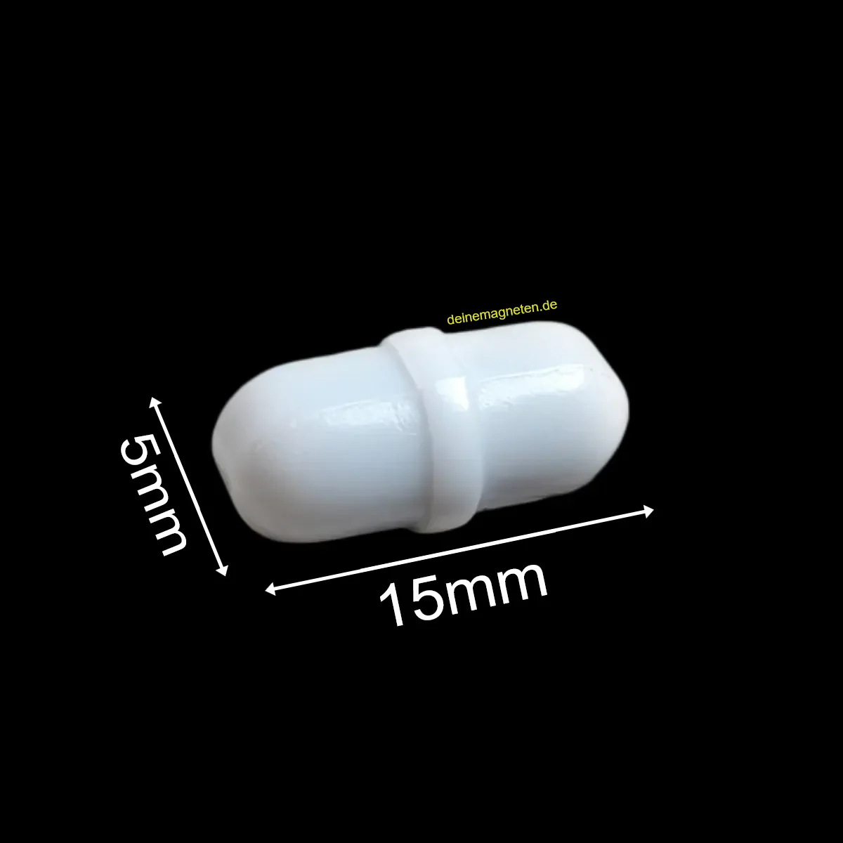 PTFE-Magnetrührstab – Zylindrisch mit Mittelring, 5 mm × 15 mm | Temperaturbeständig –200 °C bis +260 °C